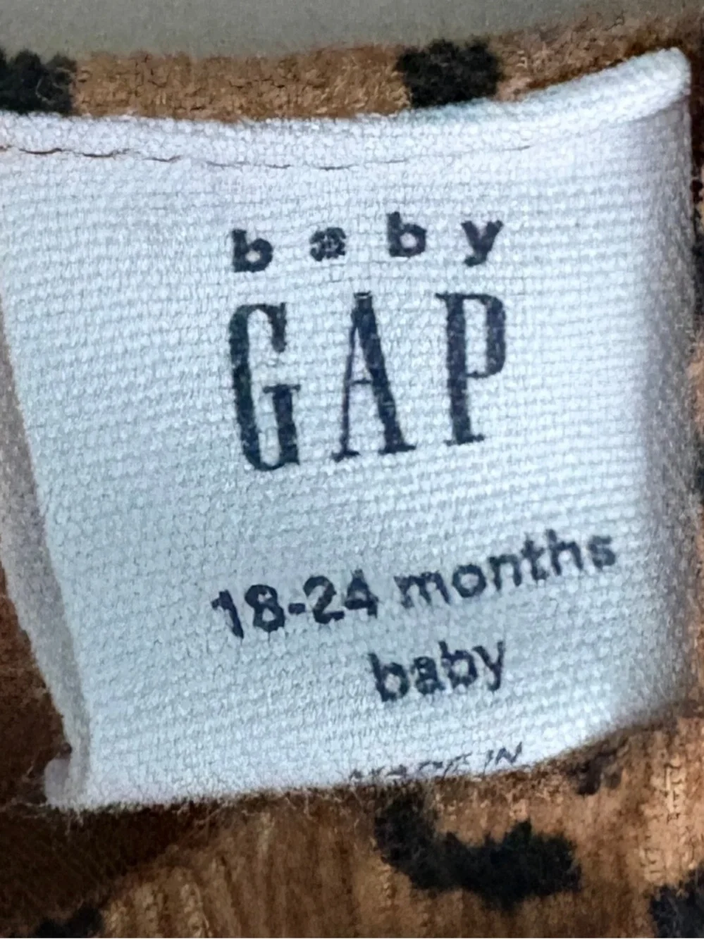 Gap Girl’s Leopard Print Corduroy Dress Size 18-24 Months